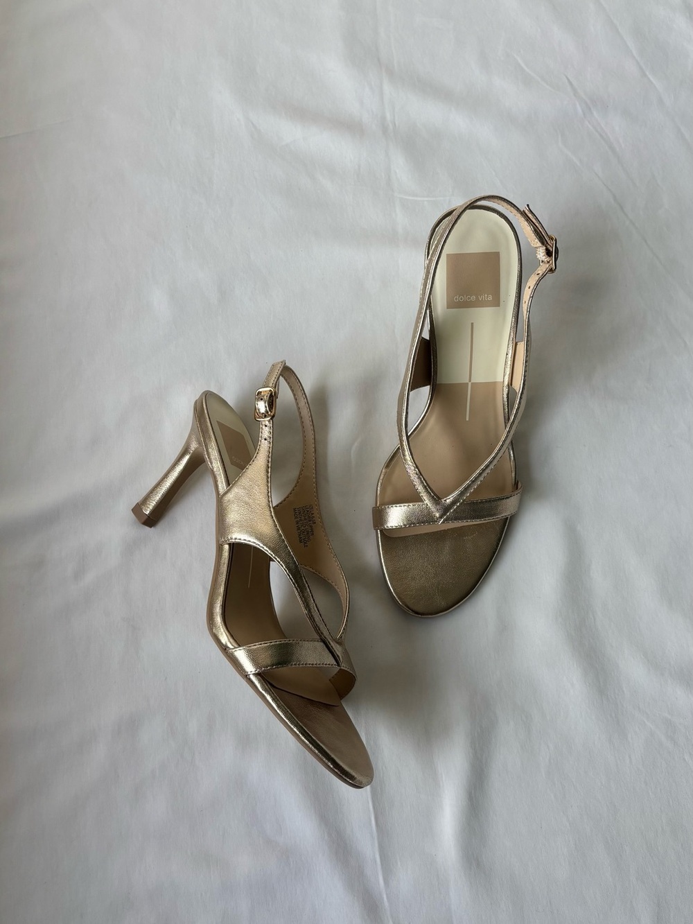 Dolce Vita Metallic Gold Crisscross Slingback Heels